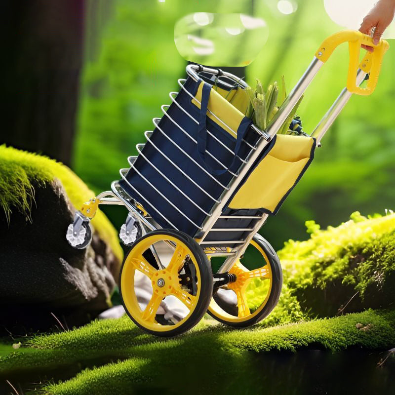 Foldable Shopping Cart – 35L Heavy Duty Aluminum Grocery Wagon with 45kg Capacity, Oxford Bag and Stair-Climbing Wheels