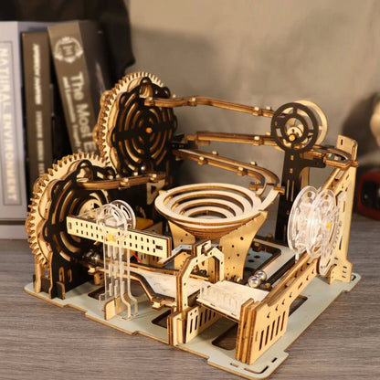 Electric 3D Wooden Marble Run Puzzle - DIY Mechanical Model Kit Brain Teaser for Adults, Kids and Creative Gift Giving