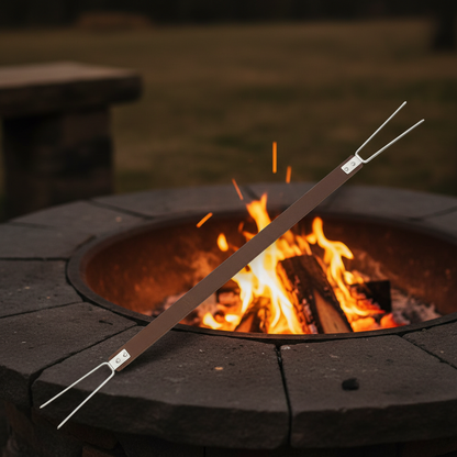 Ergonomic Fire Pit Lid Lifter Tool - Stainless Steel Hook Handle for Safe Fire Pit Cover Removal and Outdoor Cooking