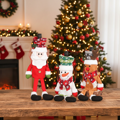 Retractable Christmas Doll Set – Santa, Reindeer and Snowman Standing Tabletop Decorations for Cozy Holiday Home Displays