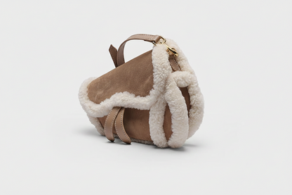 Patchwork Lamb Wool Crossbody Bag – Women's Y2K Shoulder Handbag with Wide Strap for Casual Fashion and Daily Wear