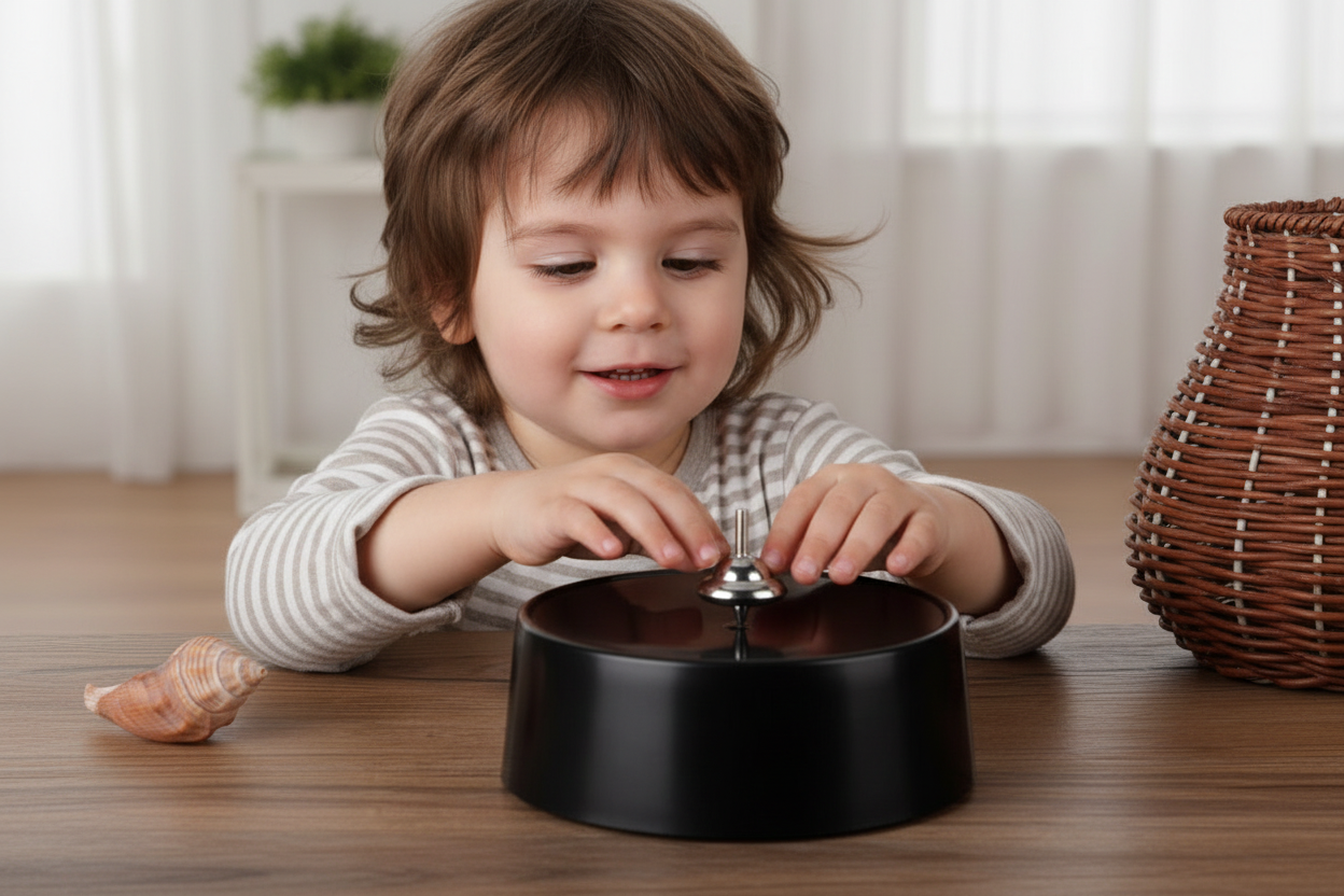 Magnetic Spinning Perpetual Motion Top – Educational Physics Desk Toy Demonstrating Inertia, Magnetism and Creative Science Concepts