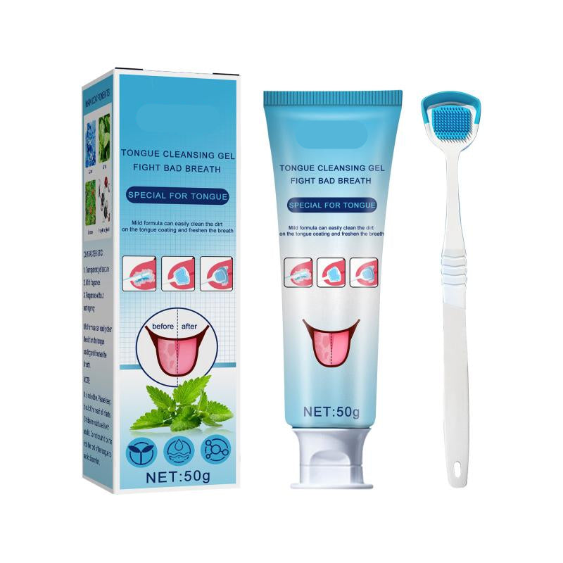 Tongue Scraper and Brush Kit - Oral Hygiene Cleaning Tool for Fresh Breath, Tongue Care and Daily Dental Health