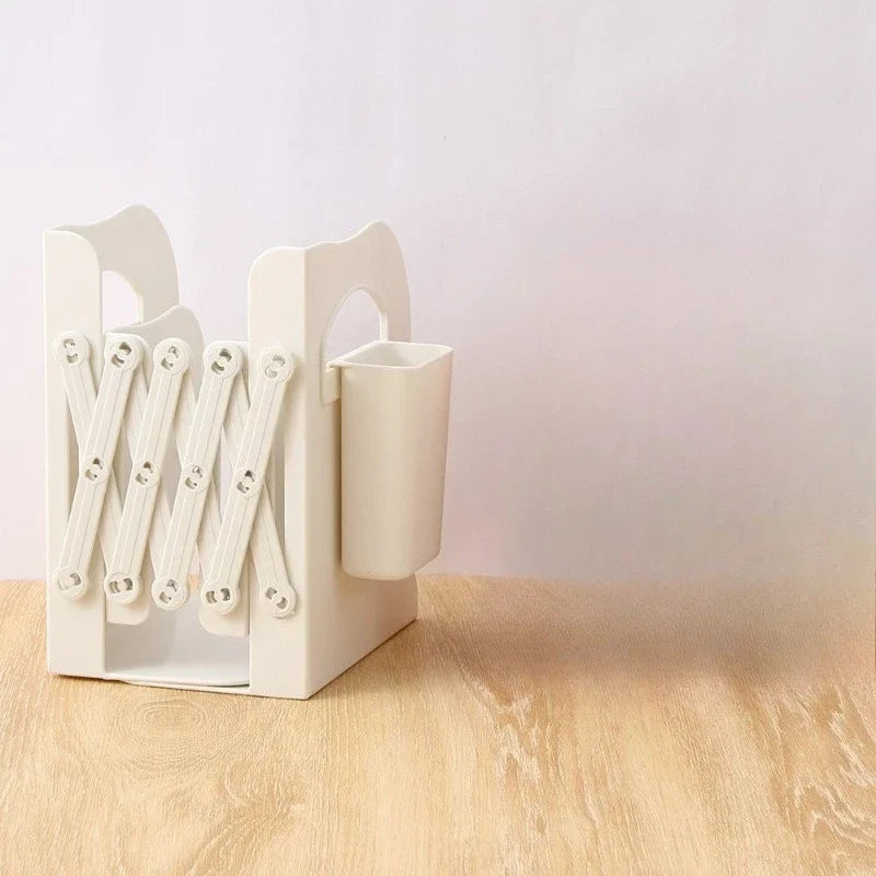 Adjustable Desktop Bookshelf – Telescopic Book Organizer with Bookends for Students, Home Office and Study Desk Storage