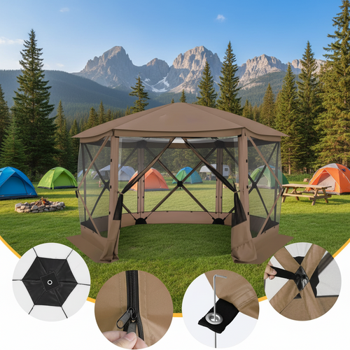 Pop Up Gazebo Screen Tent – Instant Camping Screen House with Mosquito Netting for Outdoor Patio Backyard and Picnic Protection.