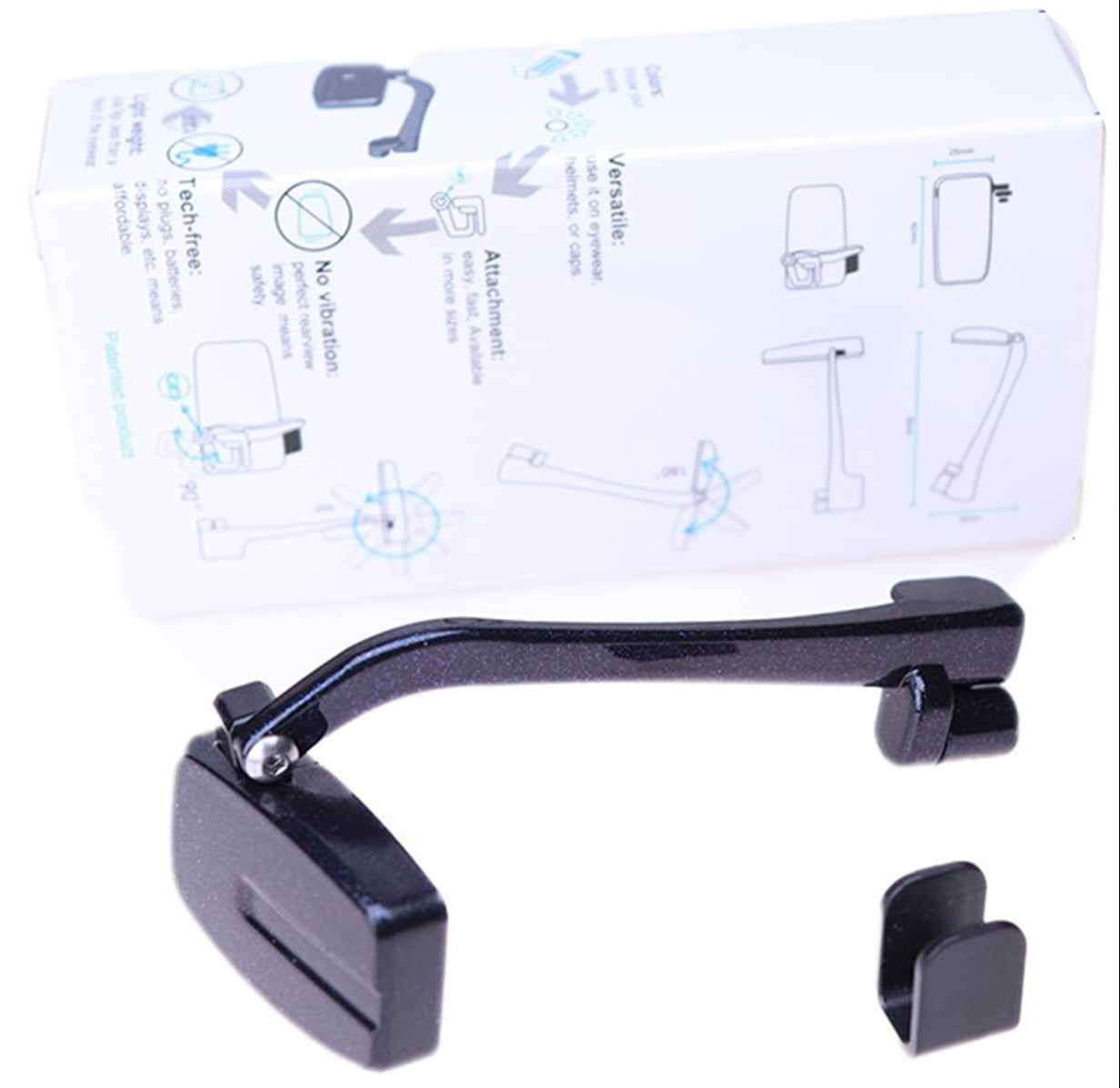 Bike Rearview Mirror for Glasses or Helmet – Mini Clip-On Cycling Mirror (Eyewear Not Included)
