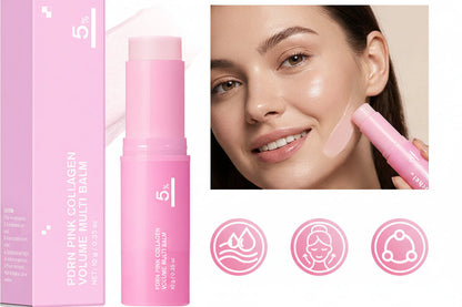 Pink Collagen Multi Balm Stick – Deep Hydrating Facial Moisturizer for Brightening, Plumping, Smoothing and Everyday Korean Skincare