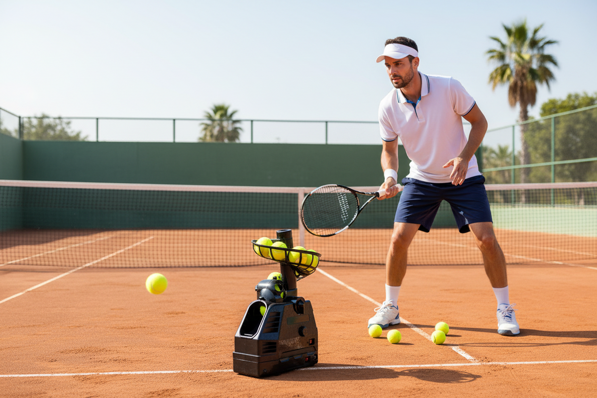 Automatic Tennis Ball Launcher – Remote Control Portable Tennis Training Machine for Solo Practice, Serving Drills and Skill Improvement