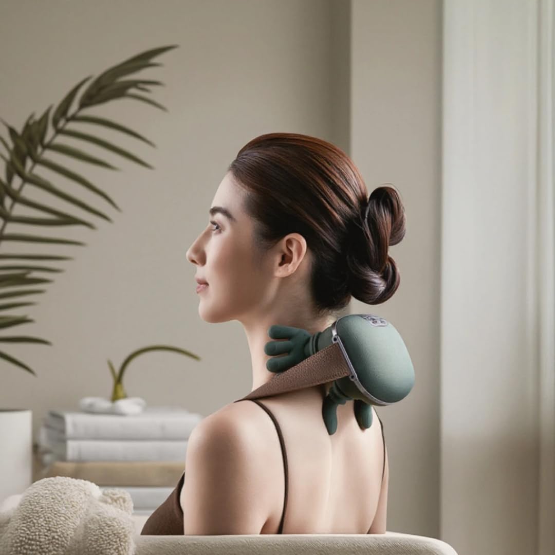 Wireless Neck Massager – 4D Real Hand Kneading Massage Device for Neck, Back Pain Relief and Muscle Relaxation