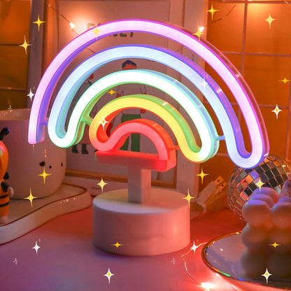 Desktop Neon Light Sign-USB Battery Powered Decorative LED Lamp for Weddings Parties and Romantic Room Decor