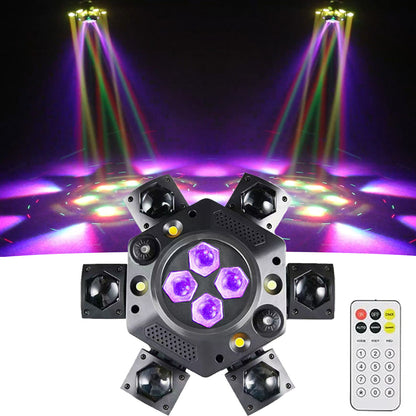 RGBW Moving Head DJ Lights – 150W Six Arm DMX512 Stage Lighting for Weddings, Clubs, Concerts and Professional Events