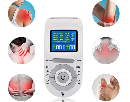 EMS TENS Massage Unit – Dual Channel Electronic Pulse Stimulator with 15 Modes for Muscle Relaxation, Back and Neck Stress Relief