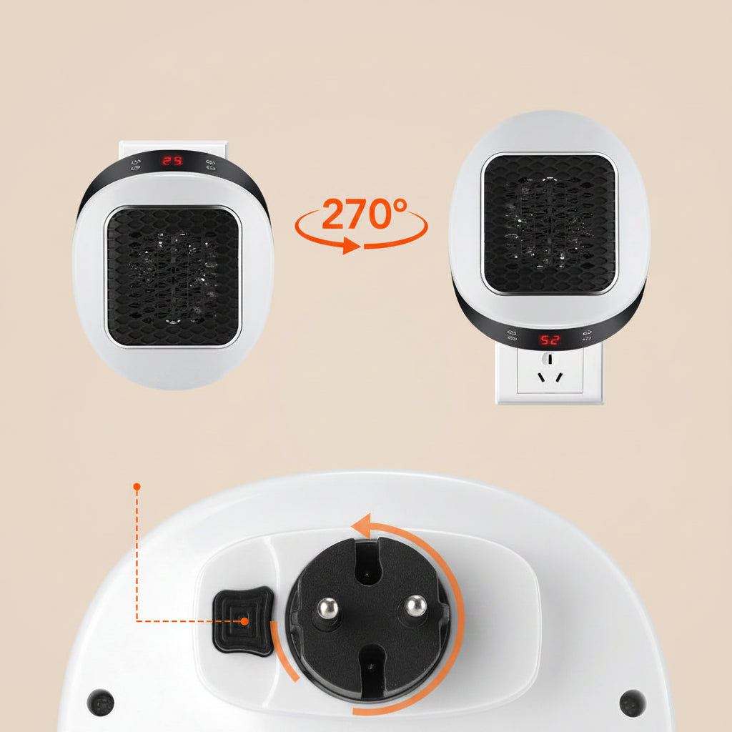 Portable Electric Heater - 600W Compact Fast Heating Device with Remote Control for Bedrooms and Bathrooms