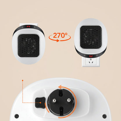Portable Electric Heater - 600W Compact Fast Heating Device with Remote Control for Bedrooms and Bathrooms