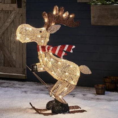 LED Acrylic Christmas Deer Decoration – Luminous Sleigh Reindeer Display for Outdoor Yards and Festive Holiday Lighting