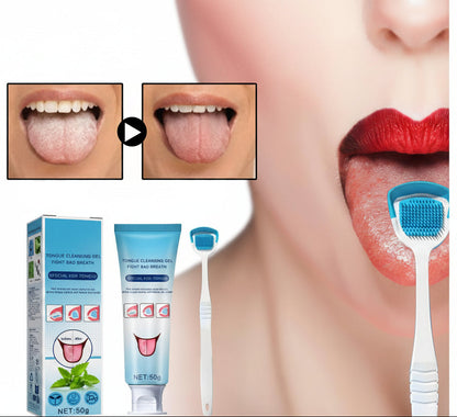 Tongue Scraper and Brush Kit - Oral Hygiene Cleaning Tool for Fresh Breath, Tongue Care and Daily Dental Health