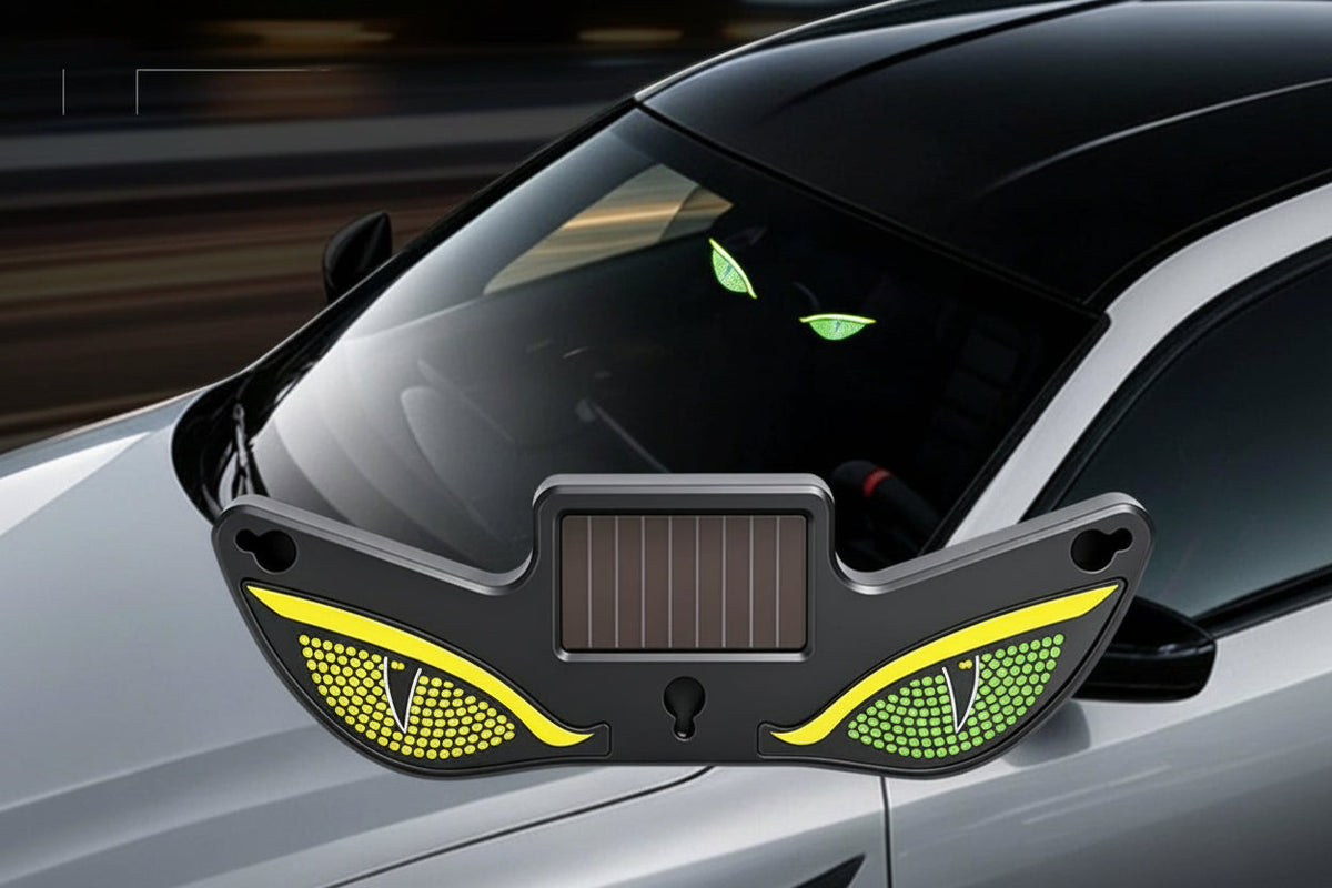 Wireless Car LED Demon Eye Light – Solar-Powered Triangle Ambient Window Lamp with Neon Glow for Automotive Interior and Exterior Decoration