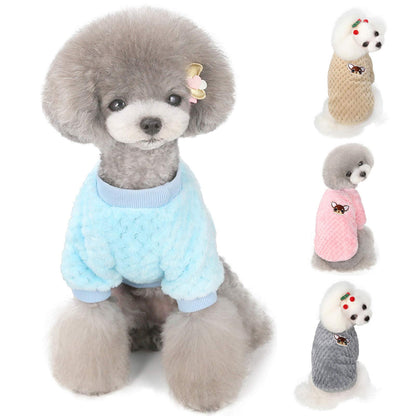 Warm Dog Hoodie Sweater – Cozy Fleece Pet Coat for Small and Medium Dogs with Cute Winter Holiday Style