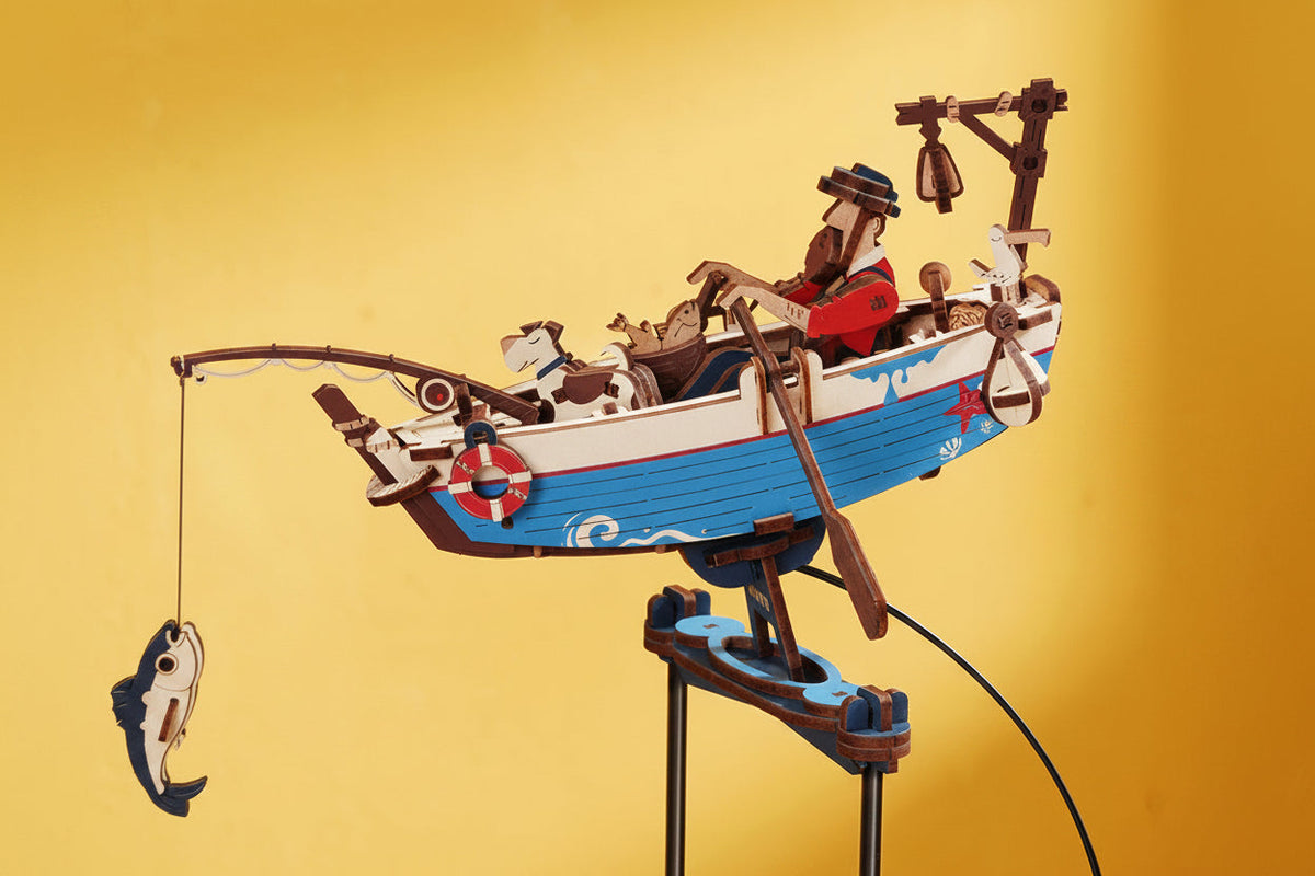 Ocean Fisher Puzzle Kit – DIY 3D Wooden Pendulum Model for Creative Building, Home Decoration and Educational Fun