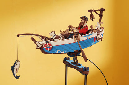 Ocean Fisher Puzzle Kit – DIY 3D Wooden Pendulum Model for Creative Building, Home Decoration and Educational Fun