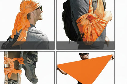 Survival Bandana – High Visibility Emergency Head Scarf with Camping Tips for Hiking, Backpacking and Outdoor Preparedness
