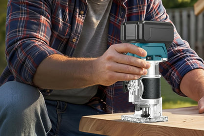 Brushless Cordless Wood Router – 5-Speed Electric Hand Trimmer for Woodworking, Engraving and Slotting Compatible with Makita 18V Batteries