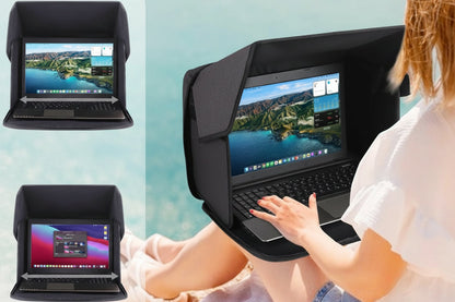 Portable Laptop Sun Shade – Foldable 14–16 Inch Computer Protection Bag for Outdoor Work, Glare Reduction and Comfortable Screen Viewing