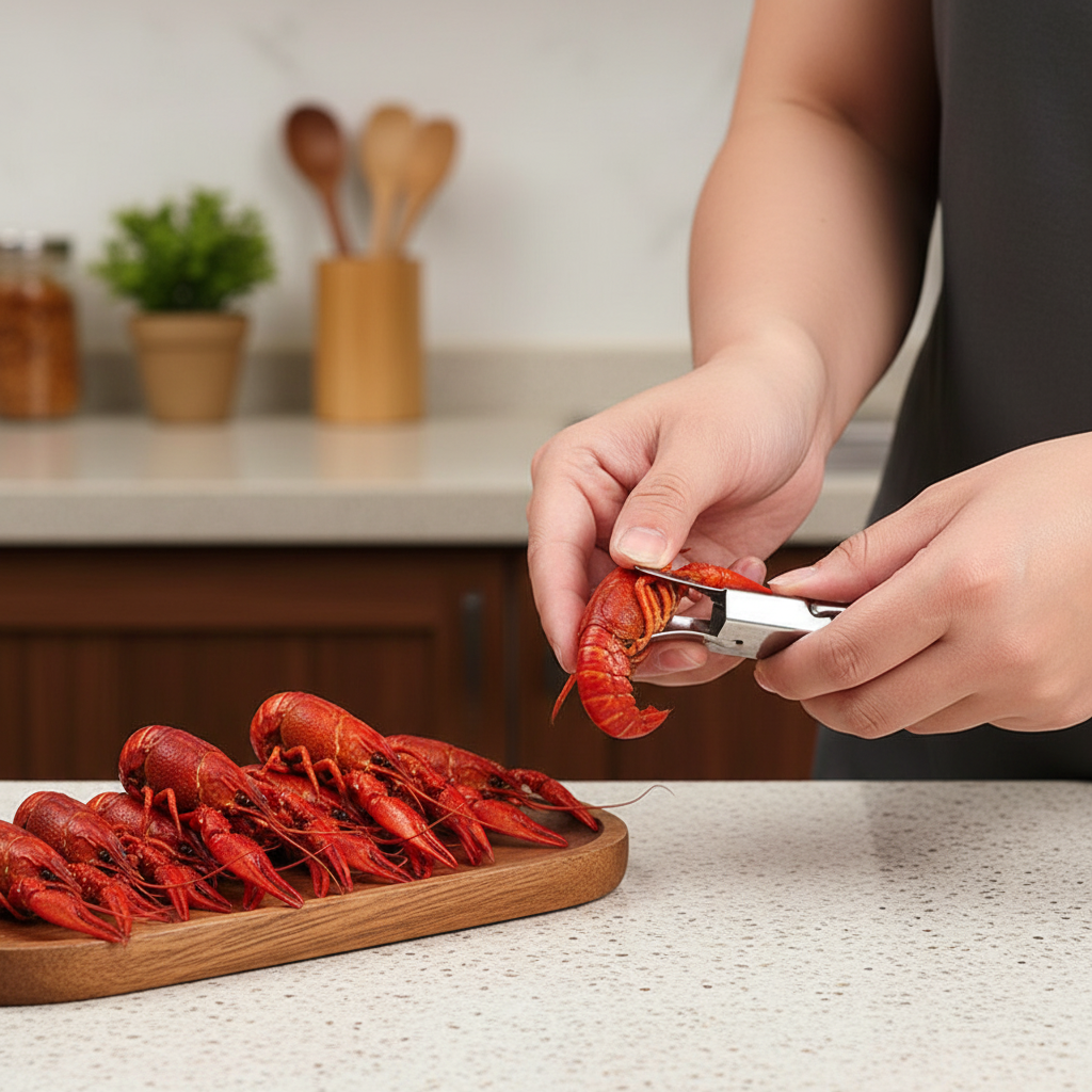 Stainless Steel Crawfish Peeler – Easy Seafood Shelling Tool for Crayfish, Lobster and Kitchen Food Preparation, Compact Cooking Gadget