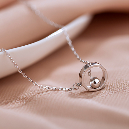 Geometric Circle Pendant Necklace – Silver Tone Beaded Tassel Clavicle Chain with Aesthetic Choker Design for Women, Fashion and Everyday Styling