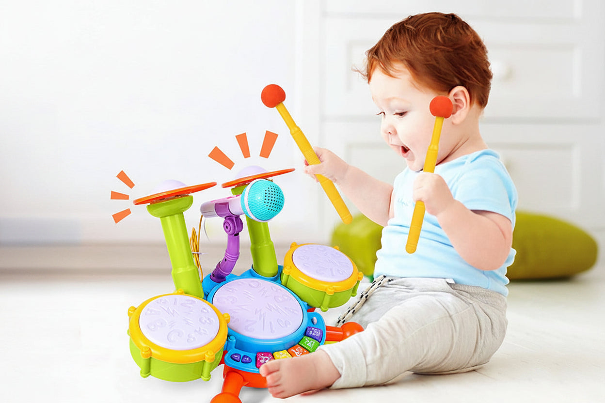 Toddler Drum Set – Musical Educational Instrument Toy with Microphone for Babies Ages 1–3, Creative Learning and Interactive Play