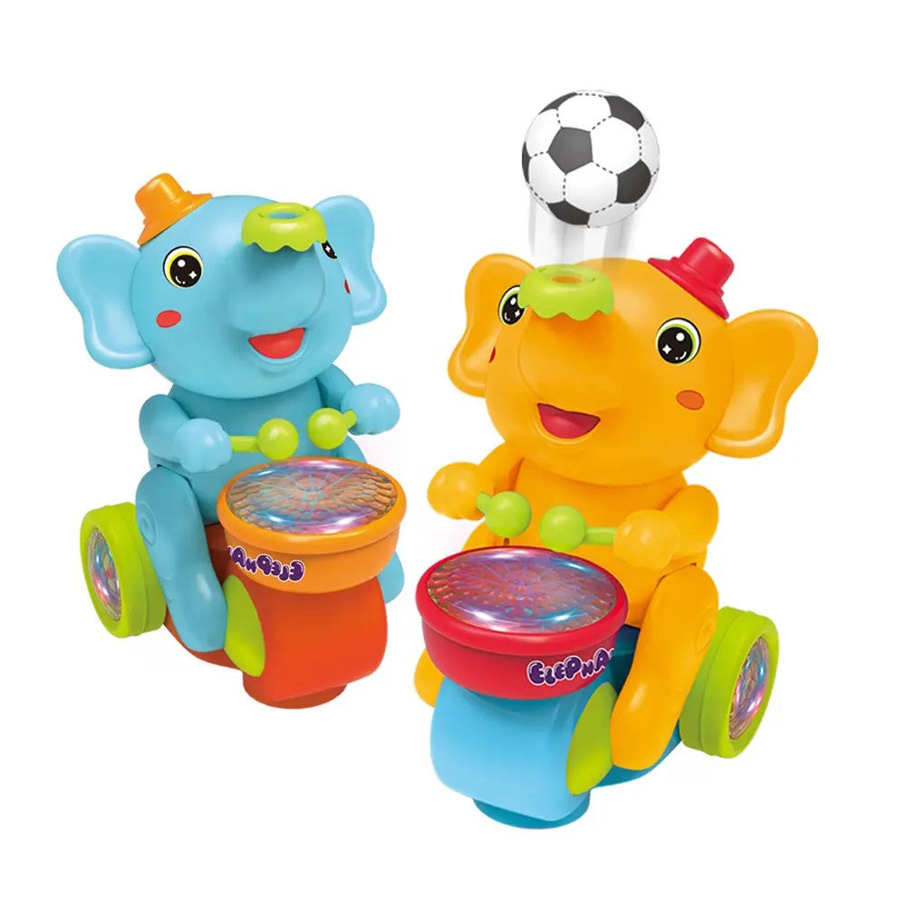 Interactive Elephant Crawling Toy – Electronic Drummer with Floating Ball, LED Lights, Music and Sounds for Baby Sensory Development