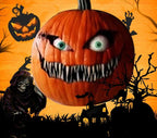 Animated Halloween Pumpkin Decoration - Scary Moving Eyes Pumpkin Prop for Haunted House Decor, Halloween Parties and Spooky Yard Displays