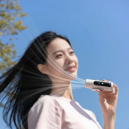 Semiconductor Cooling Neck Fan – 3-in-1 Portable Turbo Fan with LED Display, 3000mAh Battery, Brushless Motor and Adjustable Cooling