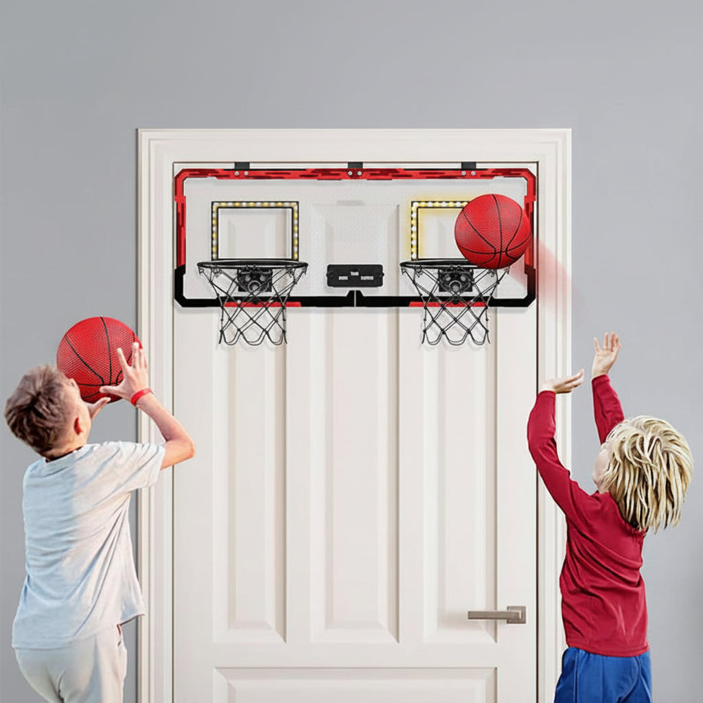 Double Basketball Hoop Game Set - Indoor Outdoor Throwing and Shooting Toy for Active Kids Sports Training and Family Fun
