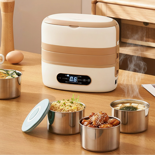 Electric Heated Lunch Box – 304 Stainless Steel Portable Food Warmer Bento Container for Office, Travel and Daily Meals