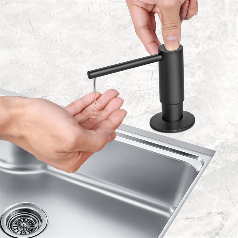 Liquid Soap Dispenser – 500ML Black Brass Pump Bottle for Kitchen and Bathroom Countertops, Stylish Refillable Hand Soap Organizer