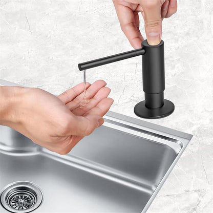 Liquid Soap Dispenser – 500ML Black Brass Pump Bottle for Kitchen and Bathroom Countertops, Stylish Refillable Hand Soap Organizer