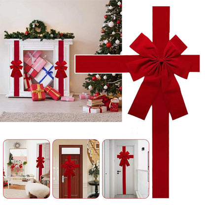 Large Christmas Door Bow – Premium Red Organza Hanging Decoration for Front Doors, Wreaths, Weddings, Holiday Parties and Festive Home Decor