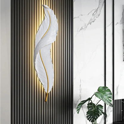 Nordic Feather LED Wall Lamp – Creative Bedside Lighting for Living Room, Bedroom, Corridor and Luxury Home Decor