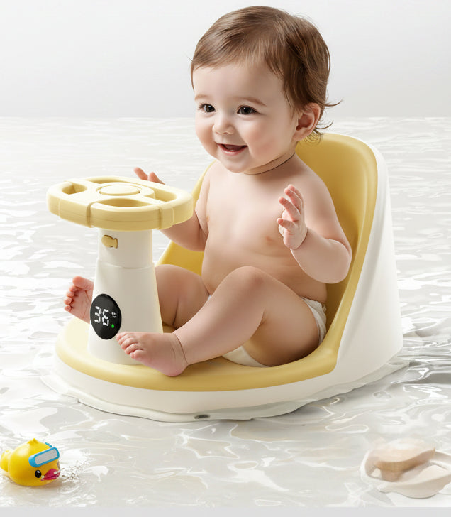 Smart Temperature Baby Bath Seat – Multifunctional Toddler Bath Chair with Safe Materials for Comfortable Bathtub and Shower Support