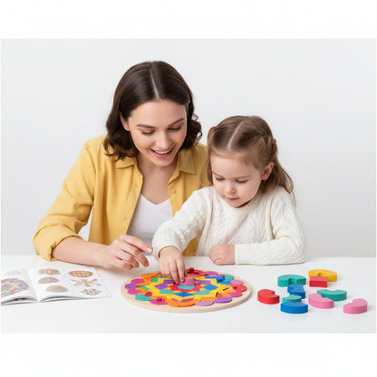 Montessori Tangram Puzzle Set - Wooden Geometric Shape Educational Toy for Logical Thinking, Creativity and Early Learning
