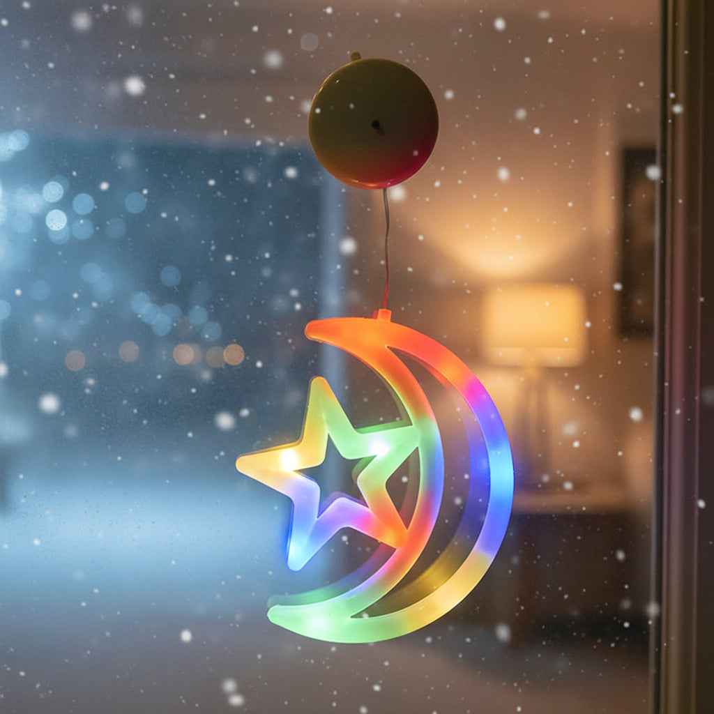 Battery Powered Holiday Window Lights – Snowflake, Bell and Stocking Decorations for Seasonal Home Displays