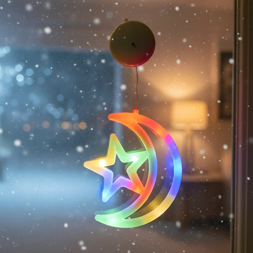 Battery Powered Holiday Window Lights – Snowflake, Bell and Stocking Decorations for Seasonal Home Displays
