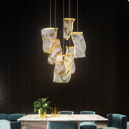 Modern Aluminum Acrylic LED Pendant Light – Designer Hanging Lamp for Dining Room, Foyer and Stylish Interior Decoration