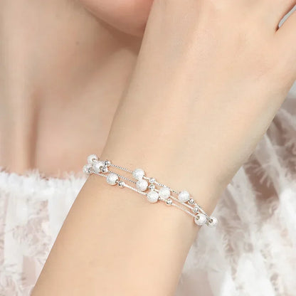 Sterling Silver Lucky Bead Bracelet – 925 Luxury Multi-Layer Charm Jewelry with Elegant Design for Women, Parties, Anniversaries and Gifts