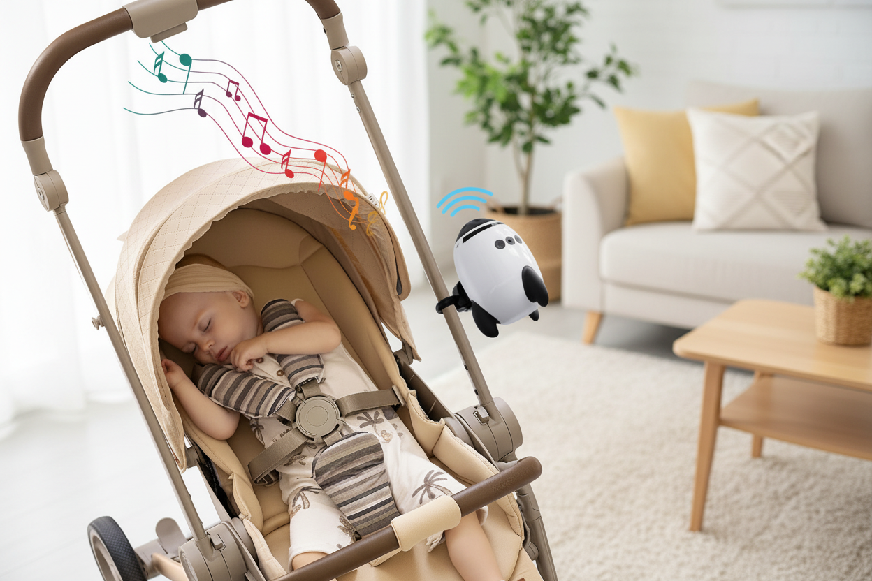 Portable Baby Sound Machine – Bluetooth White Noise Device with Natural Soothing Sounds for Sleep, Travel, Nursery and Infant Calming