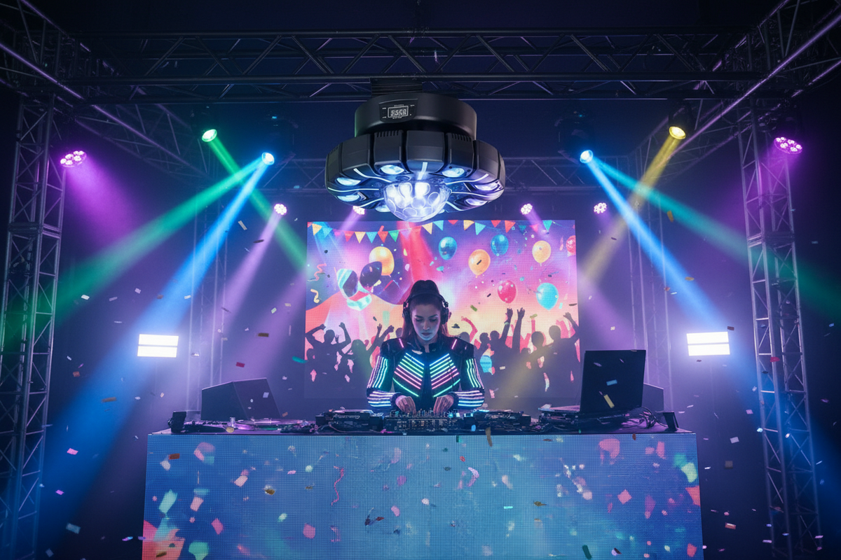 RGBW Moving Head Stage Light – 150W 8-Armed Magic Ball DJ Lighting with DMX512 Control for Weddings, Parties, KTV and Home Theater