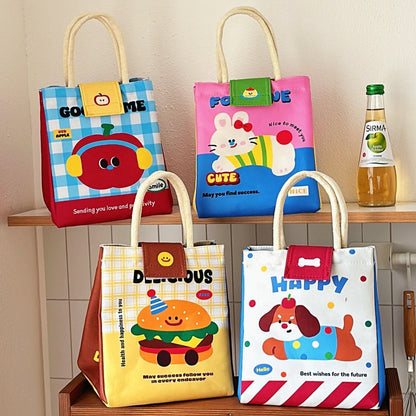 Insulated Bento Lunch Bag – Large Capacity Cartoon Tote for Office Workers, Students and Fresh Food Storage