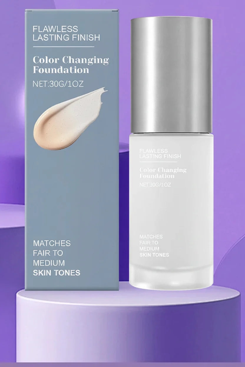 Color-Changing Foundation – Full-Coverage Lightweight Face Makeup that Brightens, Conceals Pores and Fine Lines for a Smooth Natural-Looking Everyday Finish