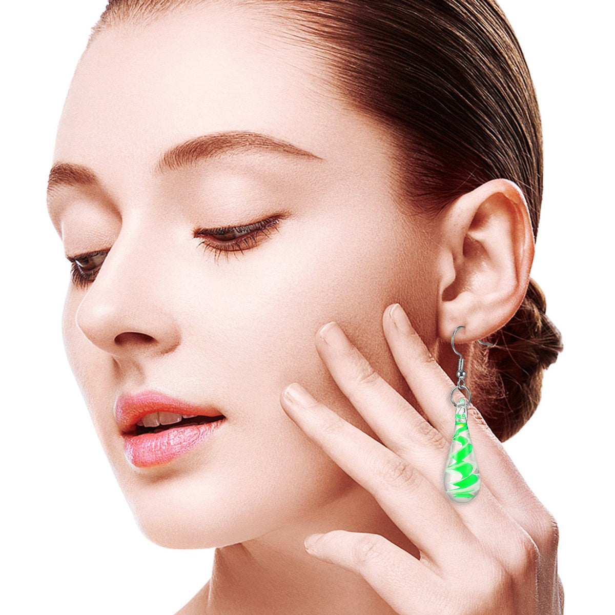 Spiral Droplet Pendant Earrings - Artistic Glazed Statement Jewelry for Women, Elegant Fashion Accessory and Unique Gift Choice